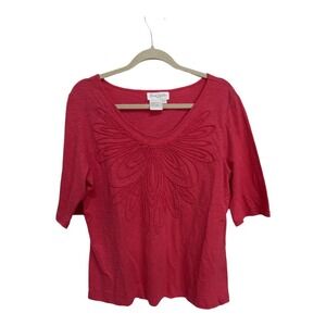 Great Cavalier by St Paul Red Embroidered 3/4 sleeve long sleeve size large